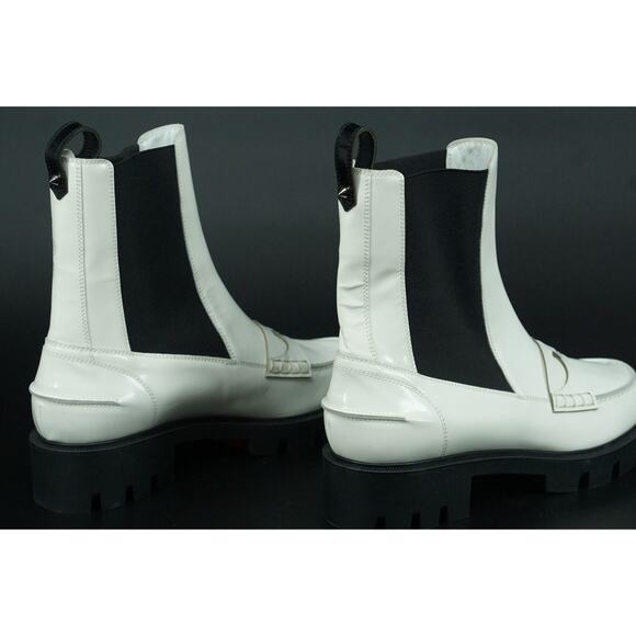 Christian Louboutin Montezu White Ankle Biker Chelsea Boots Size 39.5 New $1695 - Picture 6 of 9